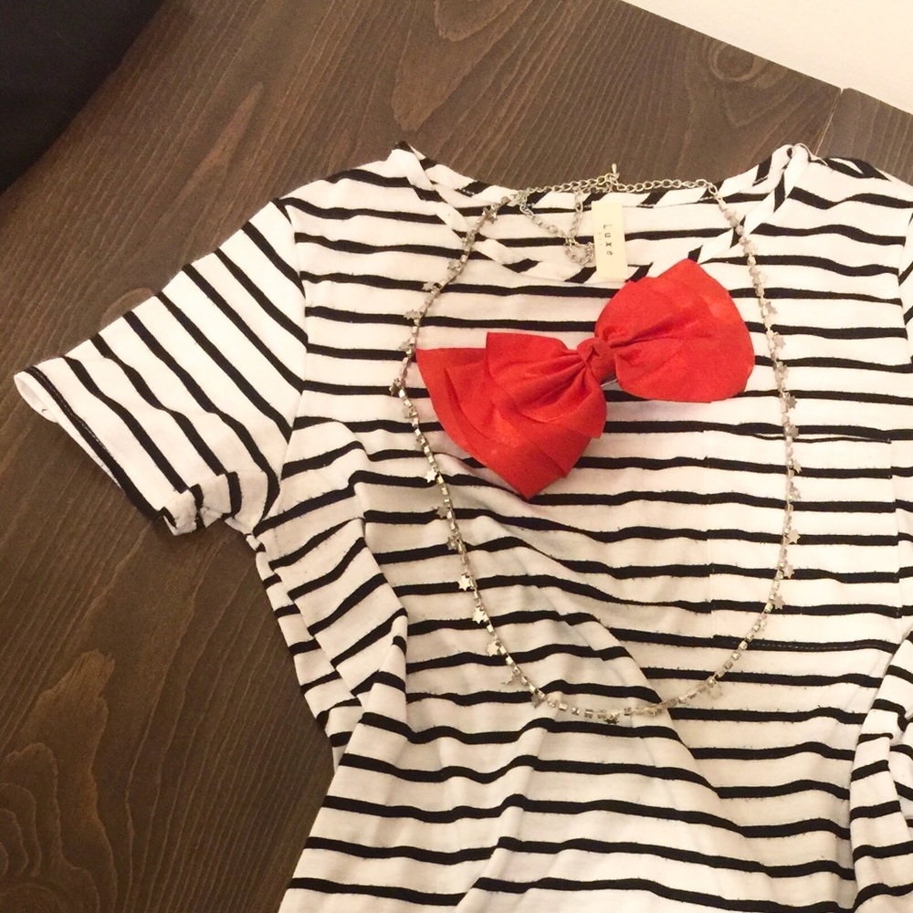 ☘️4 for $20☘️LUXE USA Black & White Stripe Dress